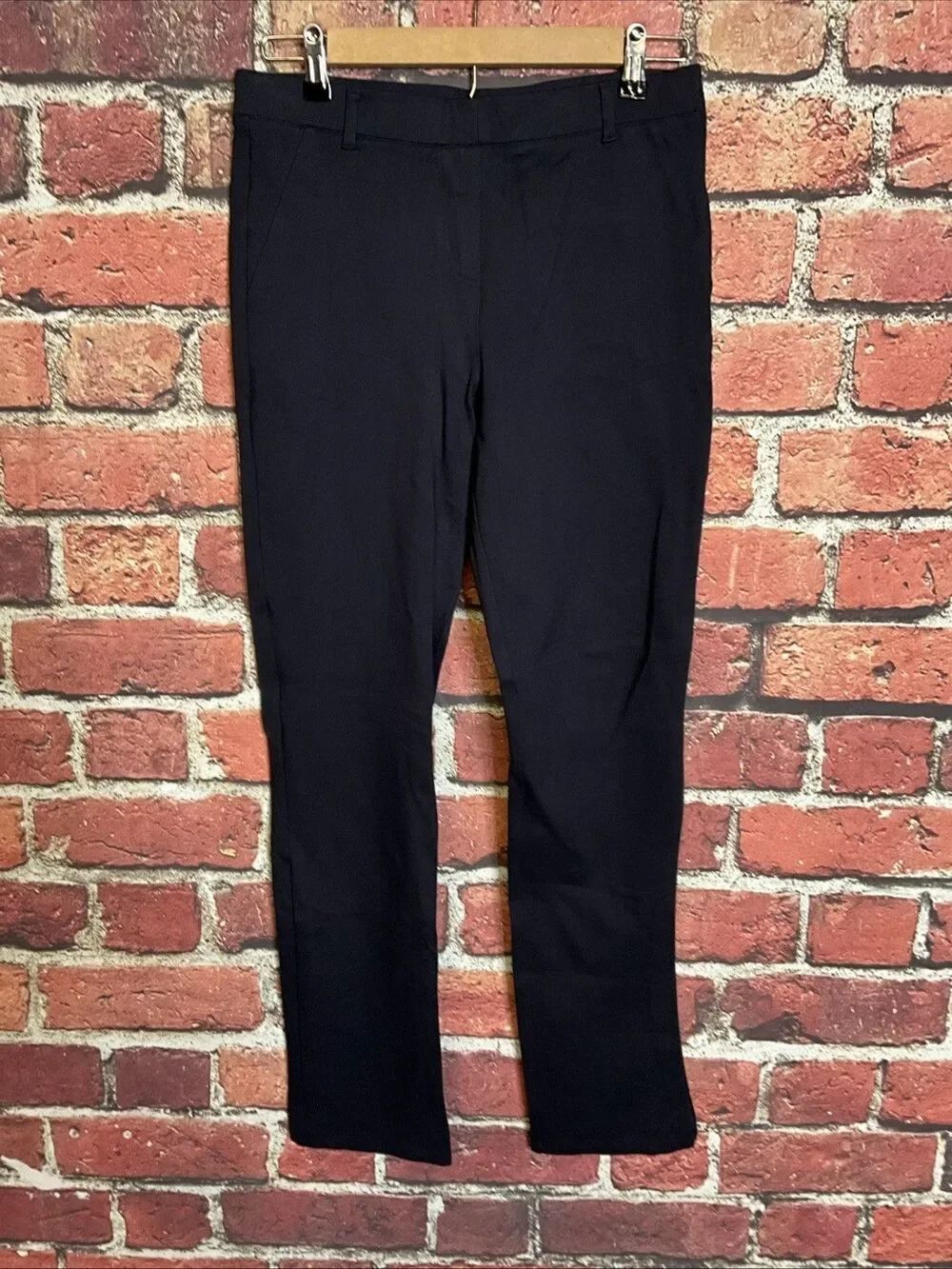 Quince Women Ultra-Stretch Ponte Straight Leg Pants Navy Medium Career